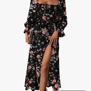 Floral Black Dress
